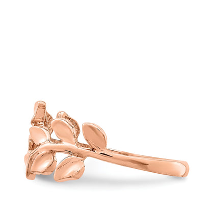 Leaf Bypass Ring in 14K Pink Gold close-up detail