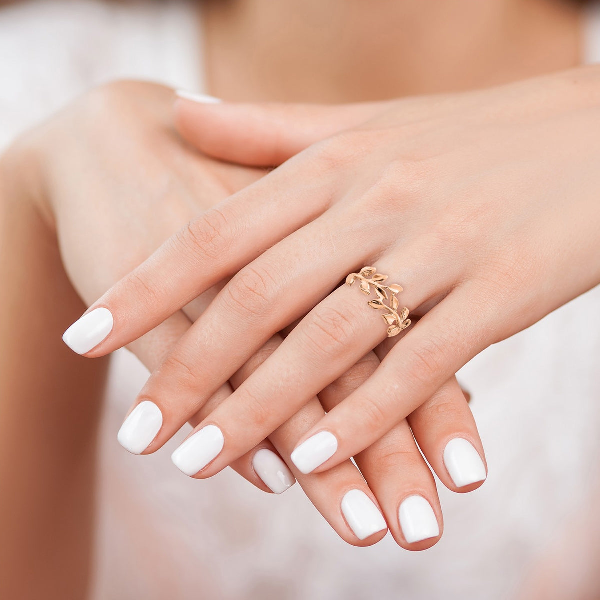 Leaf Bypass Ring in 14K Pink Gold side profile