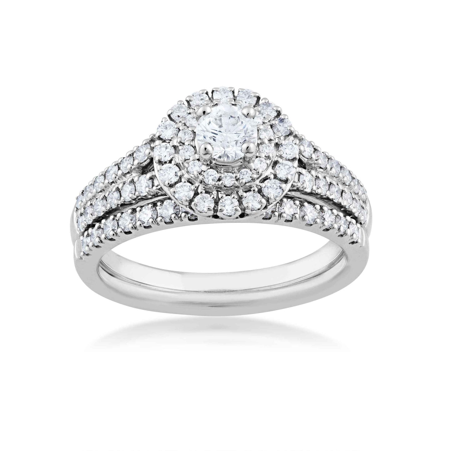 Amaura Collection 1/3 ct. and 5/8 ct. Round Brilliant Wedding Set with Double Halo in 14K White Gold