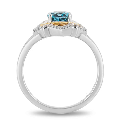 Enchanted Disney Blue Topaz and 1/7 ct. tw. Diamond Aladdin Live Action Filigree Ring in Sterling Silver and 10K side profile