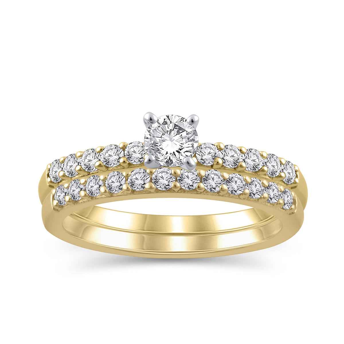 Timeless 1/2 ct. tw. Round Brilliant Diamond Wedding Set in 10K Yellow Gold