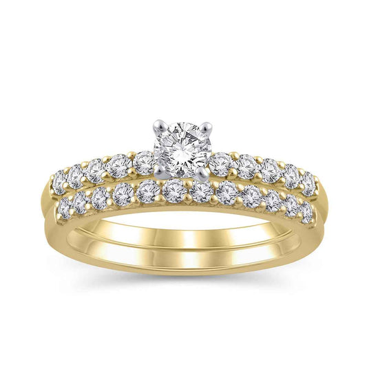 Timeless 1/2 ct. tw. Round Brilliant Diamond Wedding Set in 10K Yellow Gold