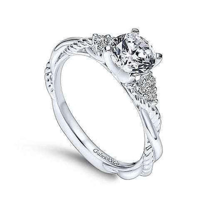 Gabriel & Co. 1/8 ct. tw. Twist Diamond Semi-Mount Engagement Ring in 14K White Gold front view