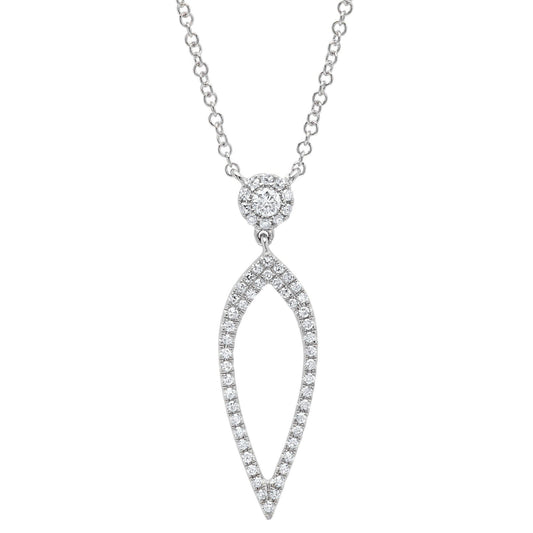 Shy Creation 1/5 ct. tw. Diamond Pave Halo Dangle Fashion Necklace in 14K White Gold