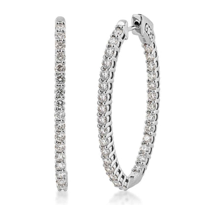 3 ct. tw. Diamond Inside Out Oval Hoop Earrings in 14K White Gold