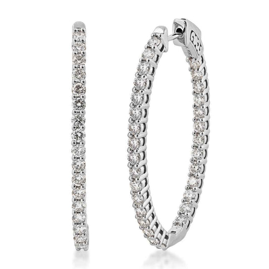 3 ct. tw. Diamond Inside Out Oval Hoop Earrings in 14K White Gold