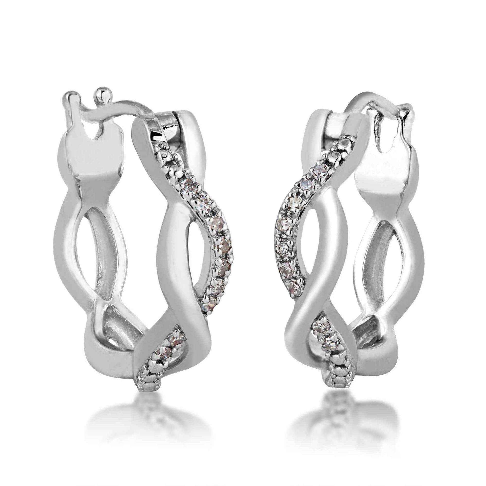 .06 ct. tw. Diamond Twist Fashion Hoop Earrings in 10K White Gold