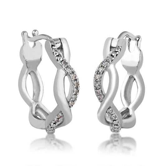 .06 ct. tw. Diamond Twist Fashion Hoop Earrings in 10K White Gold