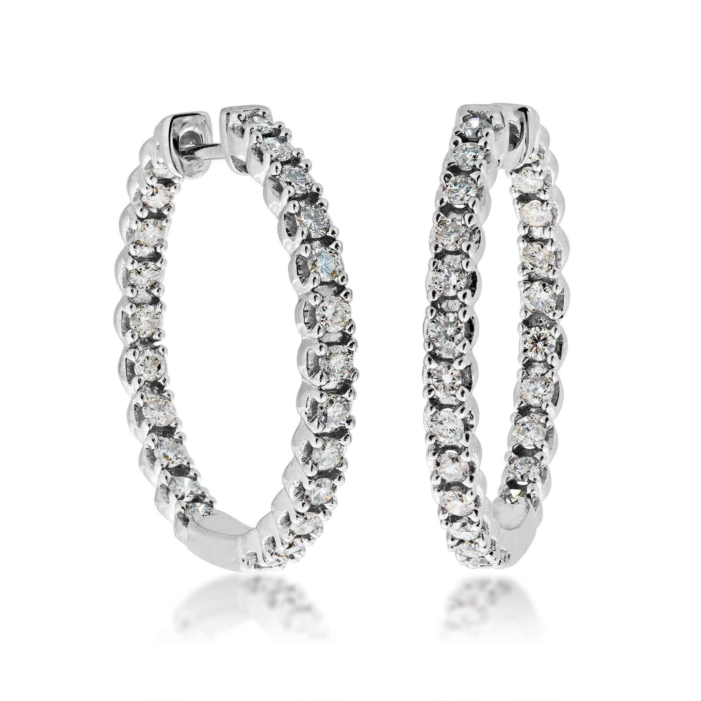 1 ct. tw. Inside Out Round Diamond Hoop Earrings with Click Backs in 10K White Gold