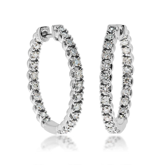 1 ct. tw. Inside Out Round Diamond Hoop Earrings with Click Backs in 10K White Gold