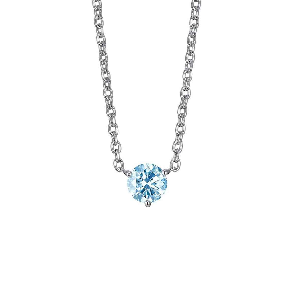 Lightbox 1/2 ct. tw. Lab-Grown Round Blue Diamond Solitaire Necklace in 10K White Gold
