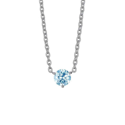 Lightbox 1/2 ct. tw. Lab-Grown Round Blue Diamond Solitaire Necklace in 10K White Gold