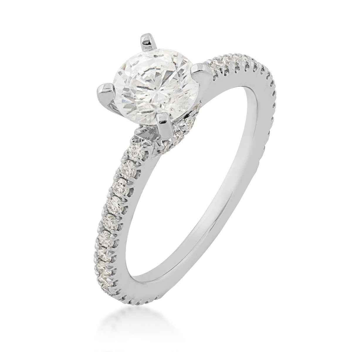 Designed With Love 3/8 ct. tw. Diamond Pave Round Semi-Mount Engagement Ring in 14K White Gold front view