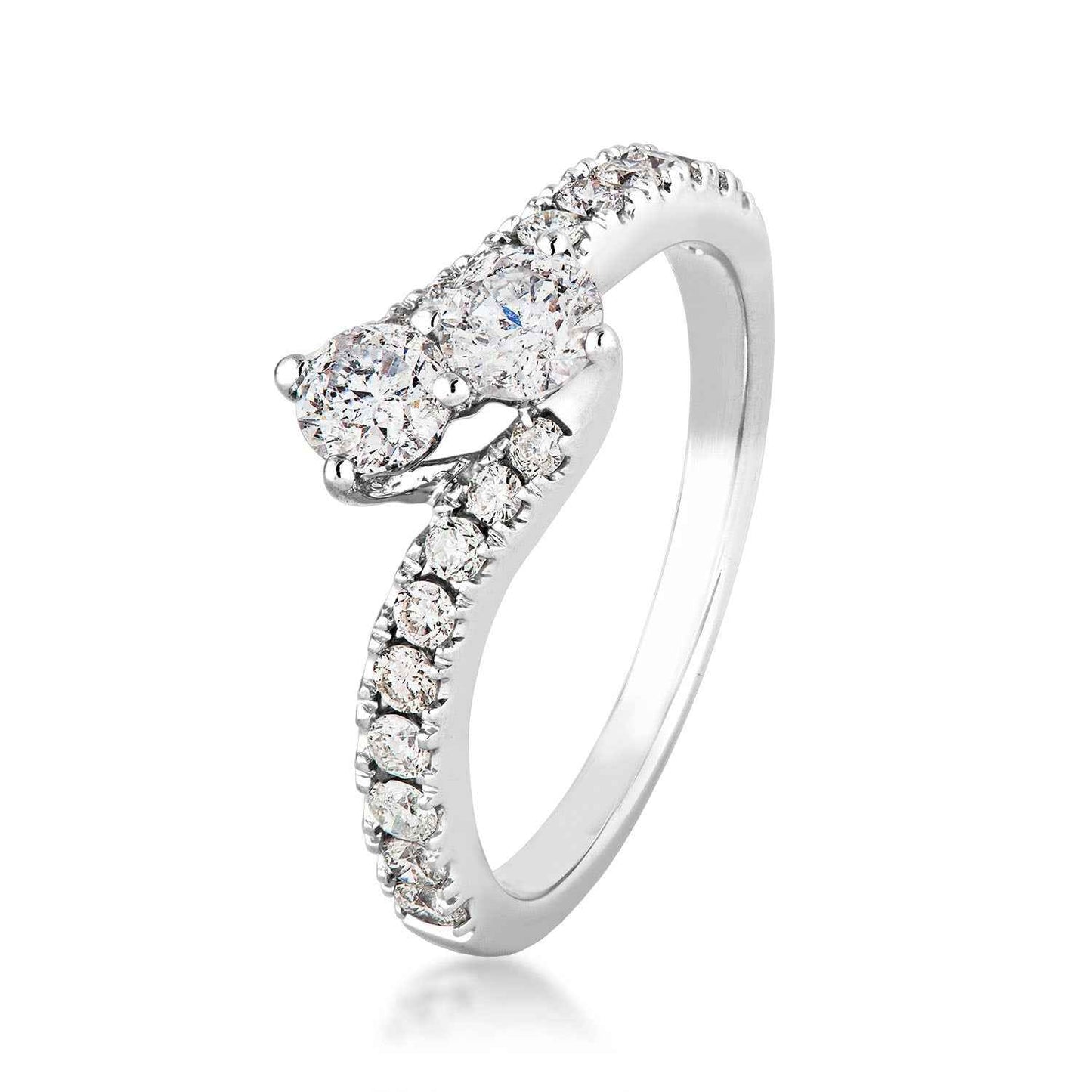 2BeLoved 1 ct. tw. 2-Stone Diamond Anniversary Ring in 14K White Gold