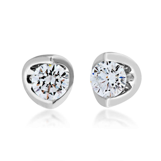 Canadian Rocks 1 ct. tw. Round Diamond Solitaire Earrings in 14K White Gold