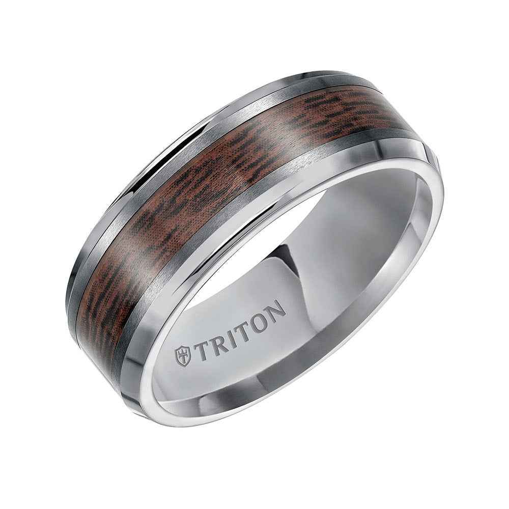 Triton Men's 8mm Tungsten Carbide Wedding Band front view