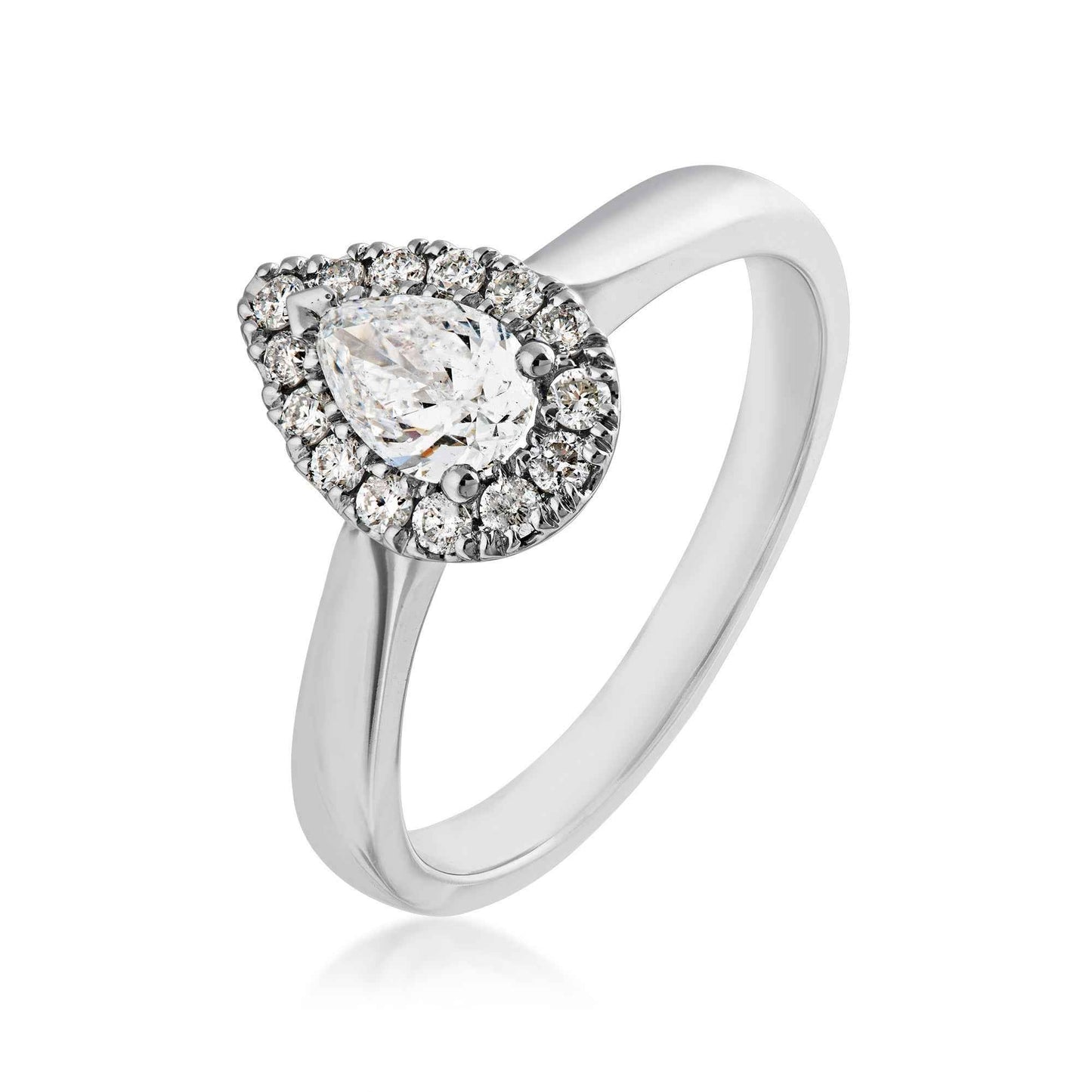 Amaura 3/4 ct. tw. Pear Diamond Halo Engagement Ring in 14K White Gold front view