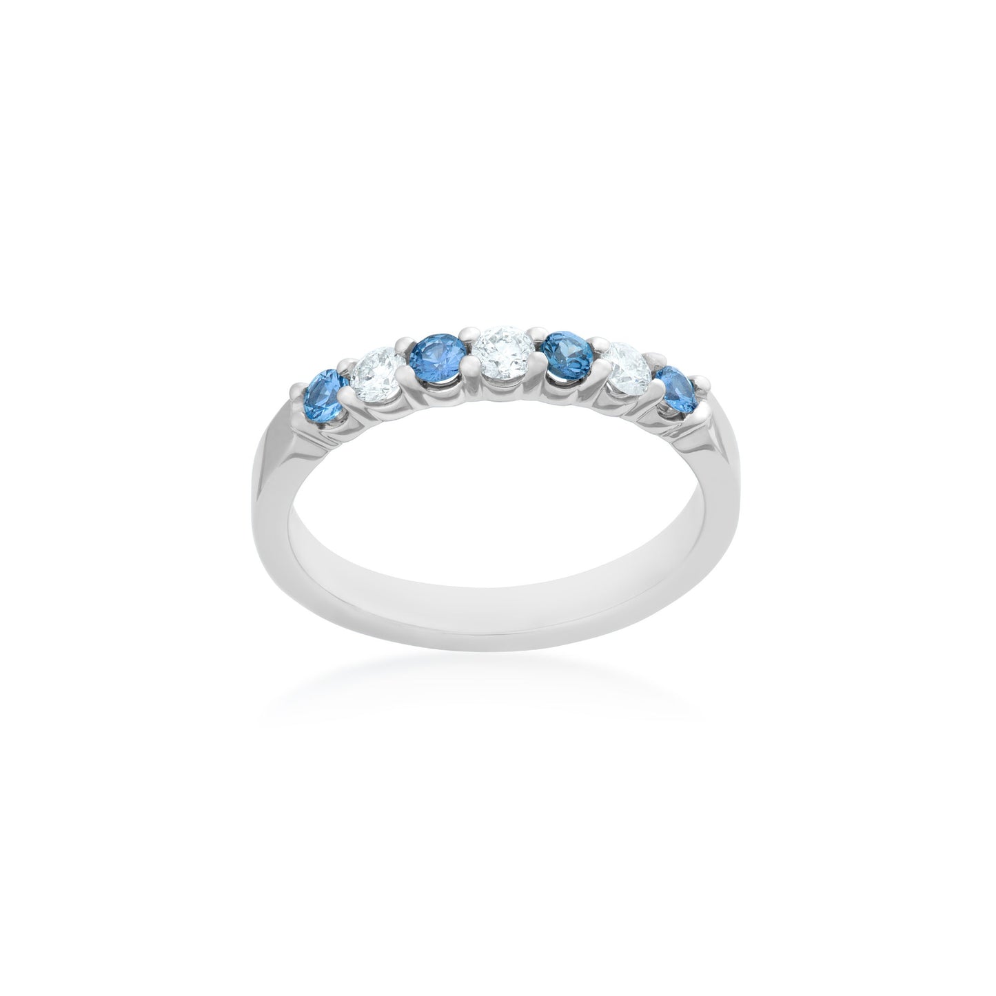 Yogo Round Sapphires and 1/5 ct. wt. Fashion Stackable Ring in 10K white gold