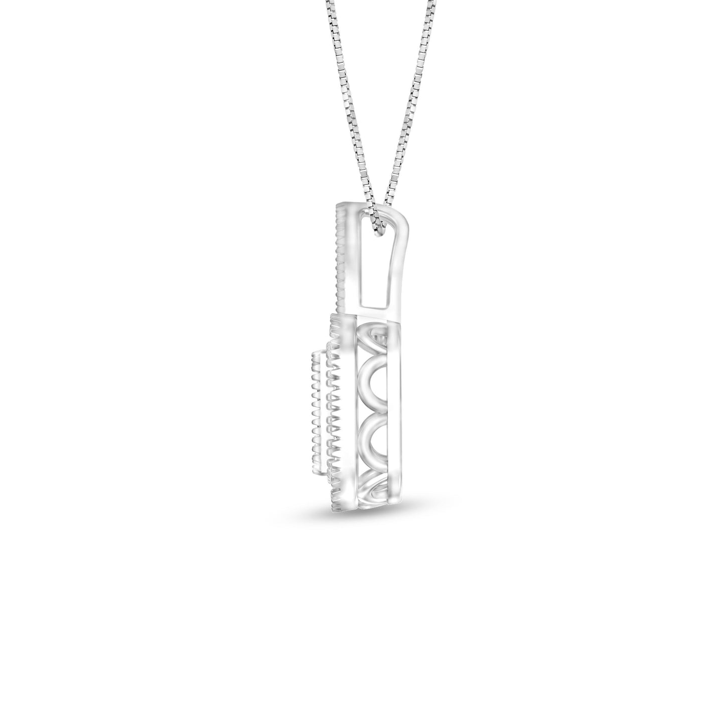 1/2 ct. tw. Diamond Cluster Square-Shaped Fashion Pendant in 10K White Gold front view
