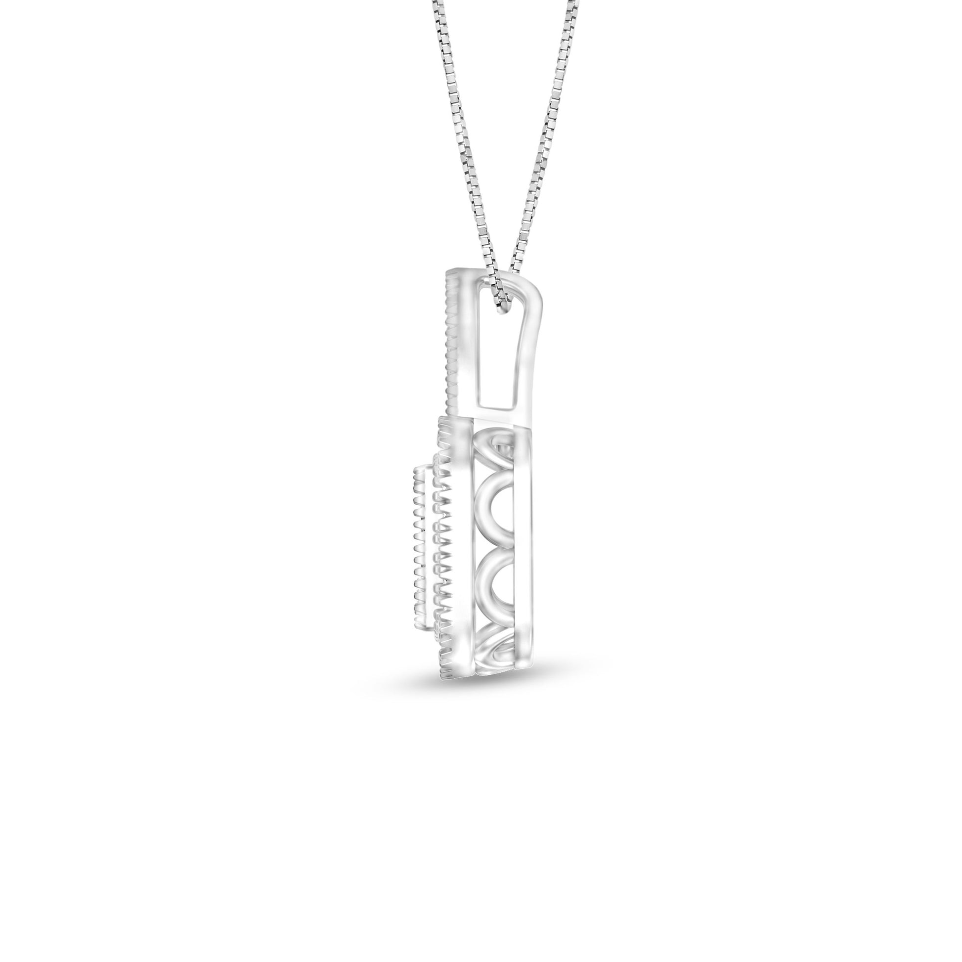 1/2 ct. tw. Diamond Cluster Square-Shaped Fashion Pendant in 10K White Gold front view