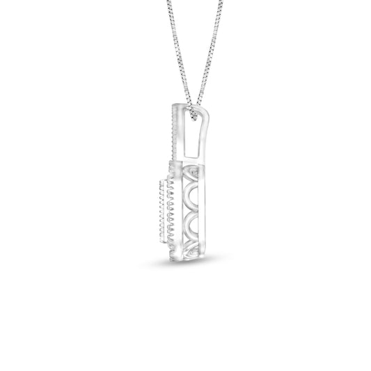 1/2 ct. tw. Diamond Cluster Square-Shaped Fashion Pendant in 10K White Gold front view
