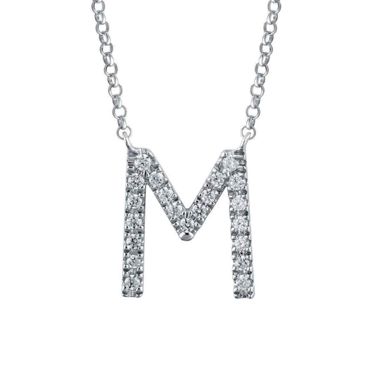 1/10 ct. tw. Diamond Letter M 10mm Pendant in 10K White Gold