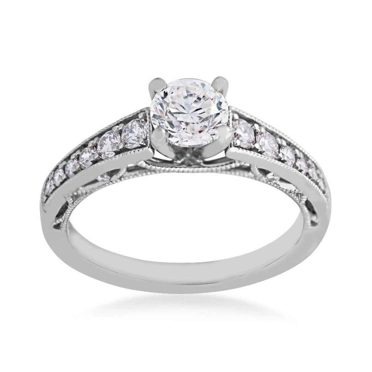 Brilliantly Yours 1-1/20 ct. tw. Round Brilliant Diamond Milgrain Engagement Ring in 14K White Gold