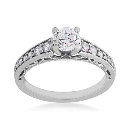 Brilliantly Yours 1-1/20 ct. tw. Round Brilliant Diamond Milgrain Engagement Ring in 14K White Gold
