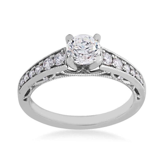 Brilliantly Yours 1-1/20 ct. tw. Round Brilliant Diamond Milgrain Engagement Ring in 14K White Gold