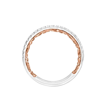 ArtCarved Lyric 1/4 ct. tw. Classic Diamond Wedding Band in 14K Pink and White Gold front view