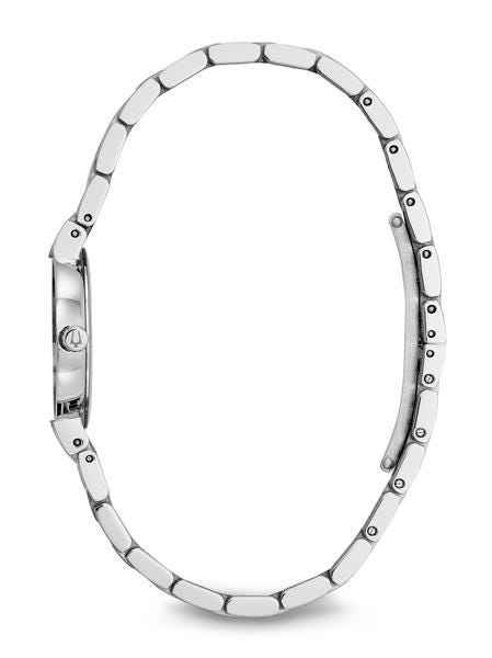 Bulova Modern Collection Ladies' Black Mother-of-Pearl Watch with 12 Diamond Dial Accent in Stainless Steel front view