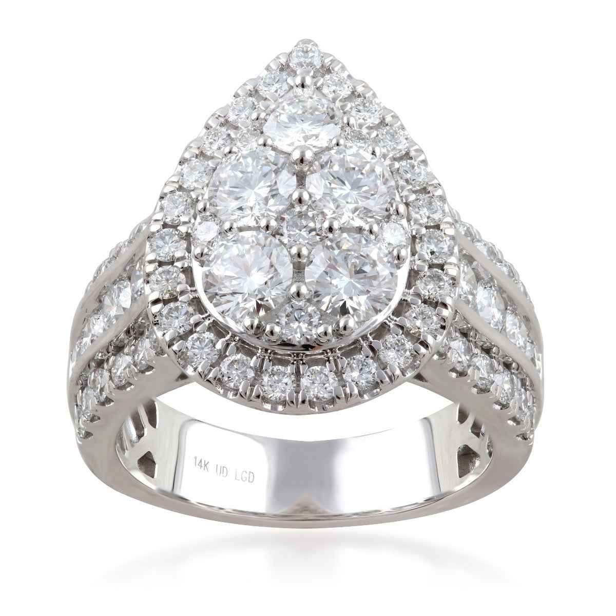 Adamante 3 ct. tw. Lab-Grown Pear Shape Composite Engagement Ring in 14K White Gold