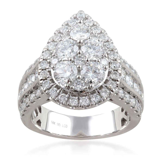 Adamante 3 ct. tw. Lab-Grown Pear Shape Composite Engagement Ring in 14K White Gold