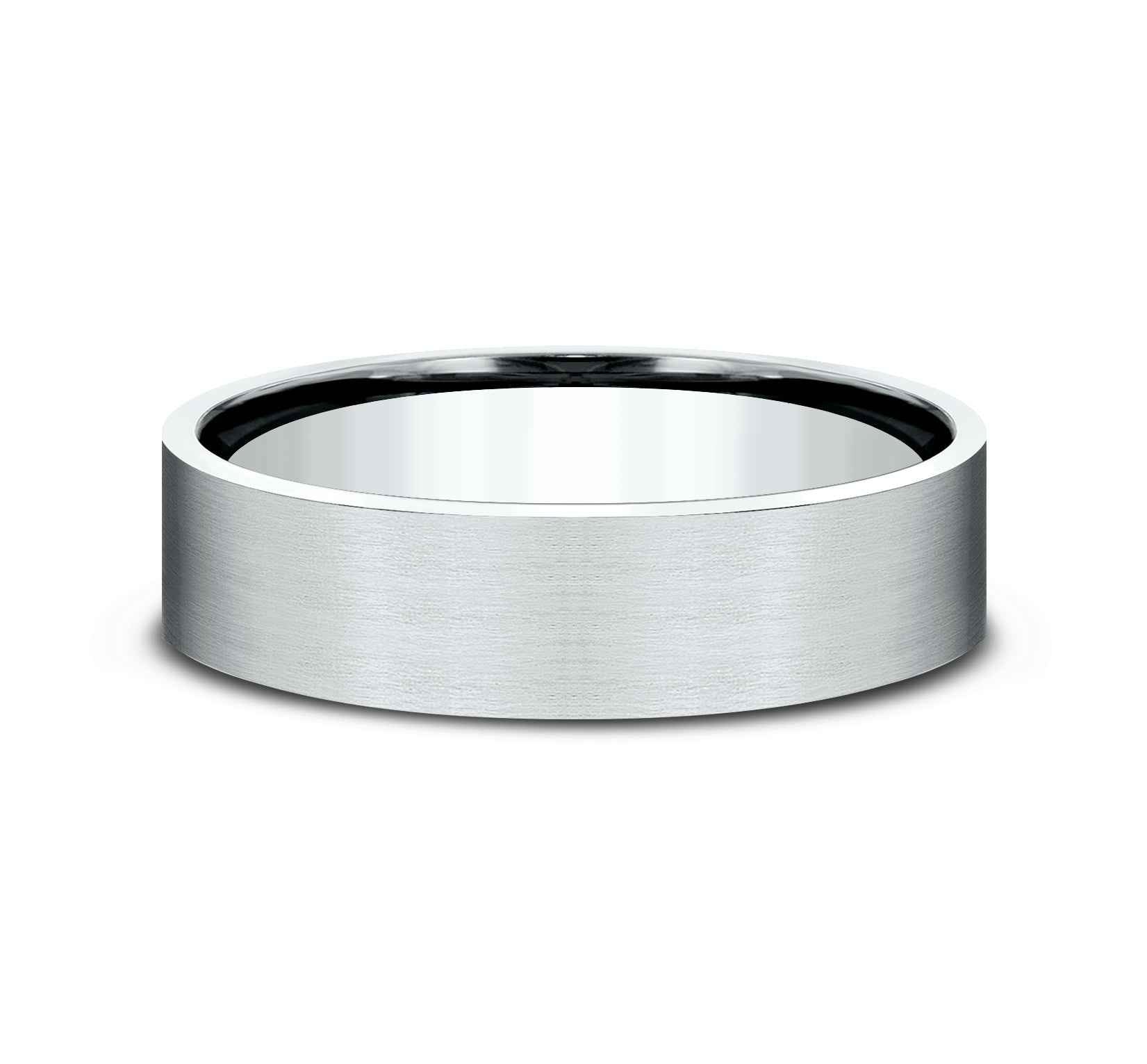 Benchmark Men's 6mm Satin Spun Wedding Band in 10K White Gold front view