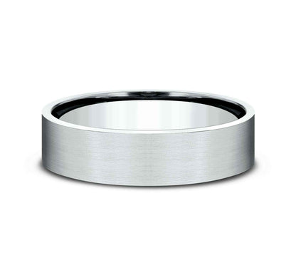 Benchmark Men's 6mm Satin Spun Wedding Band in 10K White Gold front view