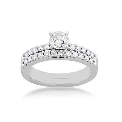 Natural 1-1/4 ct. tw. Round Brilliant Diamond Wedding Set in 14K White Gold