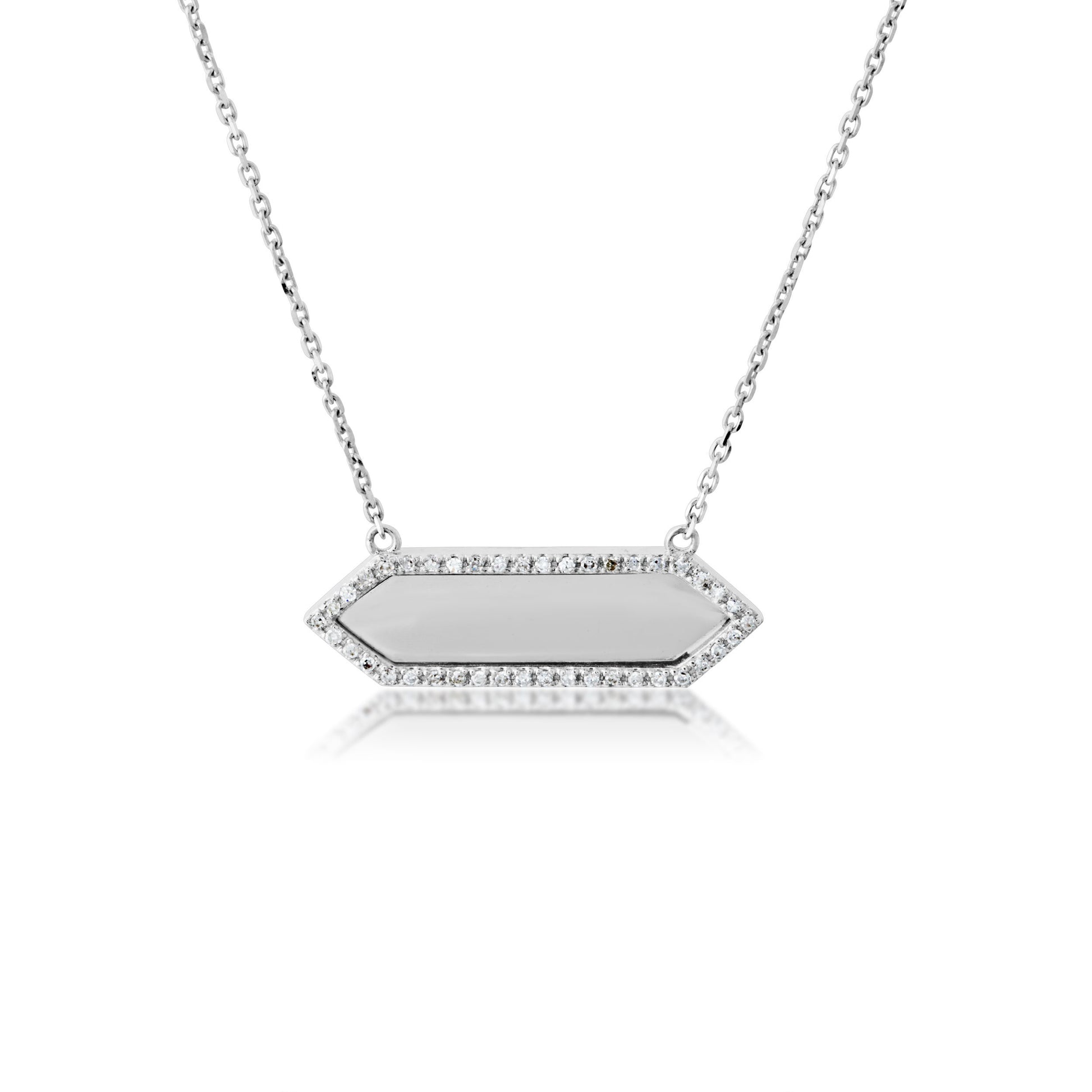 1/8 ct. tw. Diamond Halo Geometric Necklace in 10K White Gold