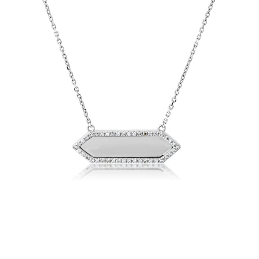 1/8 ct. tw. Diamond Halo Geometric Necklace in 10K White Gold