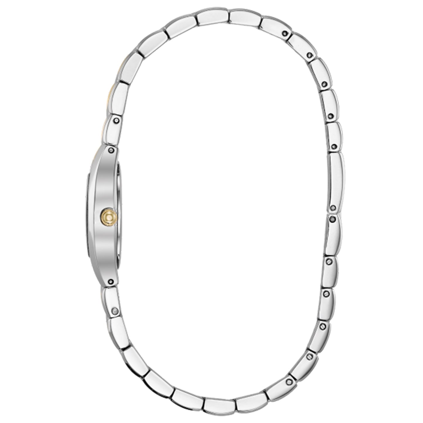 Bulova Classic Collection Ladies' White Dial with Curved Crystal with Metallized Rim in Two-Tone Stainless Steel front view
