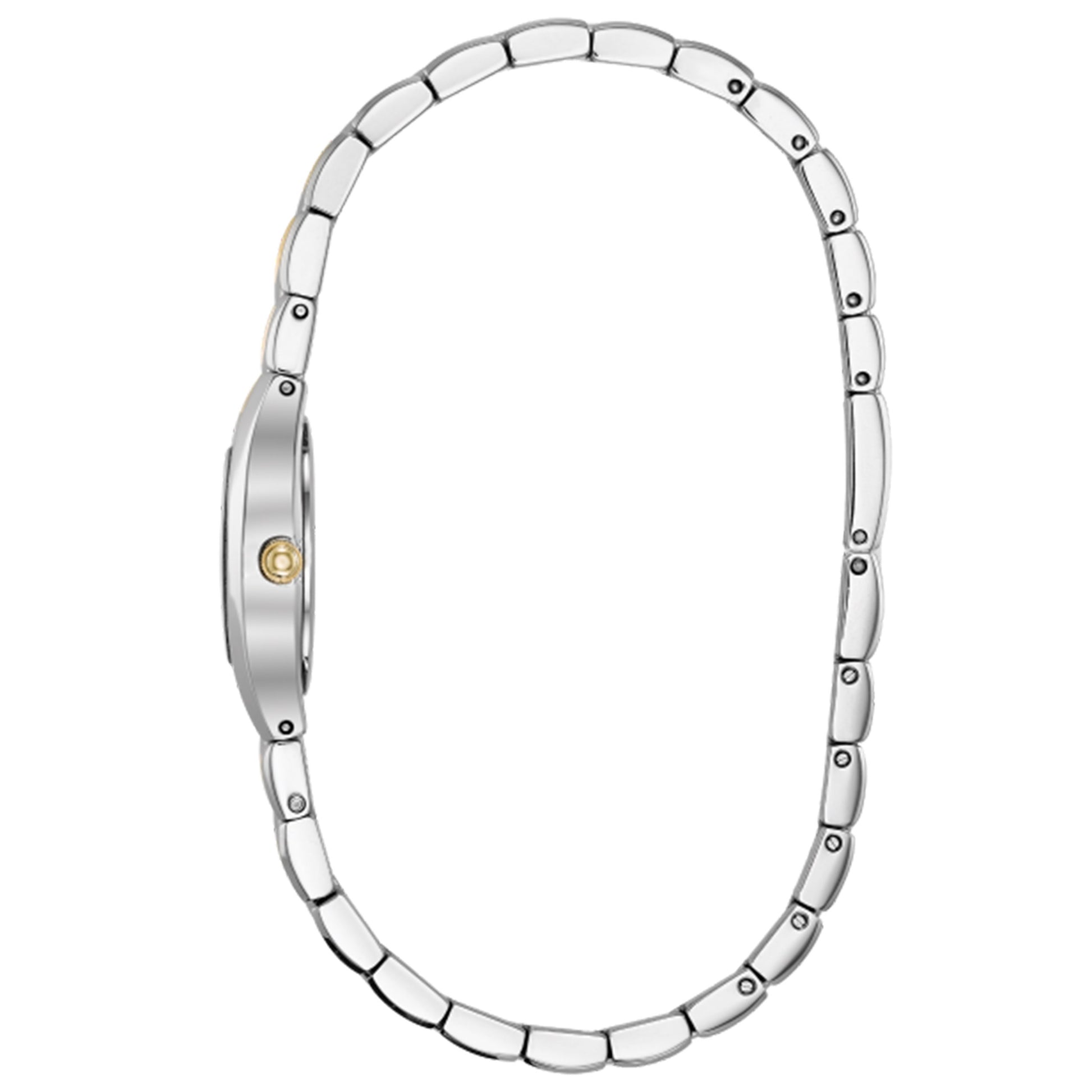 Bulova Classic Collection Ladies' White Dial with Curved Crystal with Metallized Rim in Two-Tone Stainless Steel front view