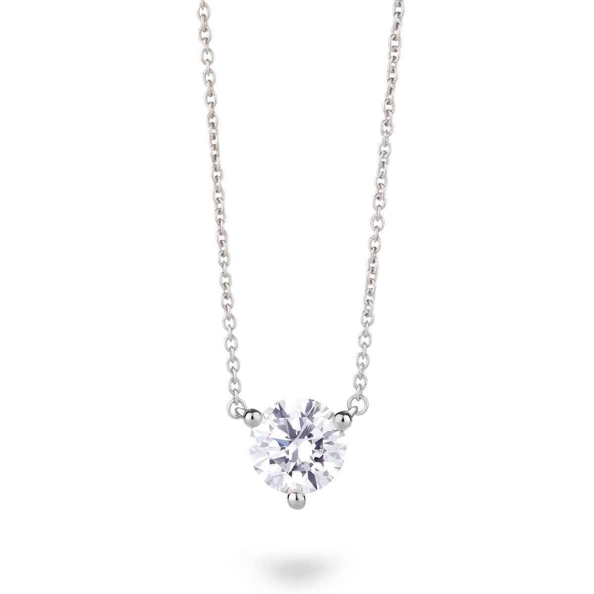 Lightbox 1 ct. tw. Lab-Grown Round Diamond Solitaire Necklace in 14K White Gold