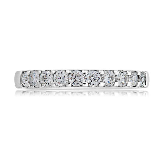 1/2 ct. tw. Round Brilliant Diamond Stackable Anniversary Band in 14K White Gold close-up detail
