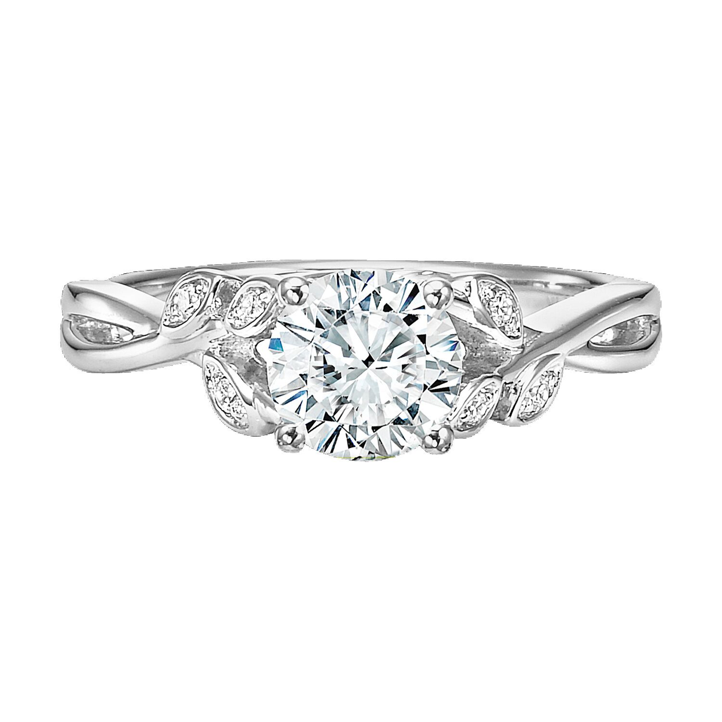 Artcarved Contemporary Diamond Accent Floral Semi-Mount Engagement Ring in 14K White Gold front view