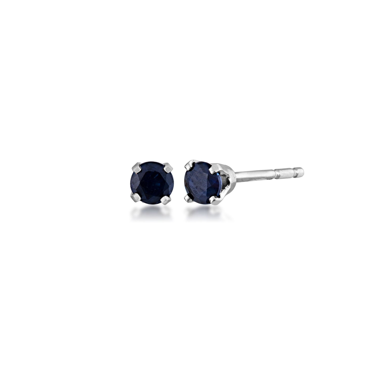 3MM Genuine Round Sapphire Solitaire Earrings in 14K White Gold