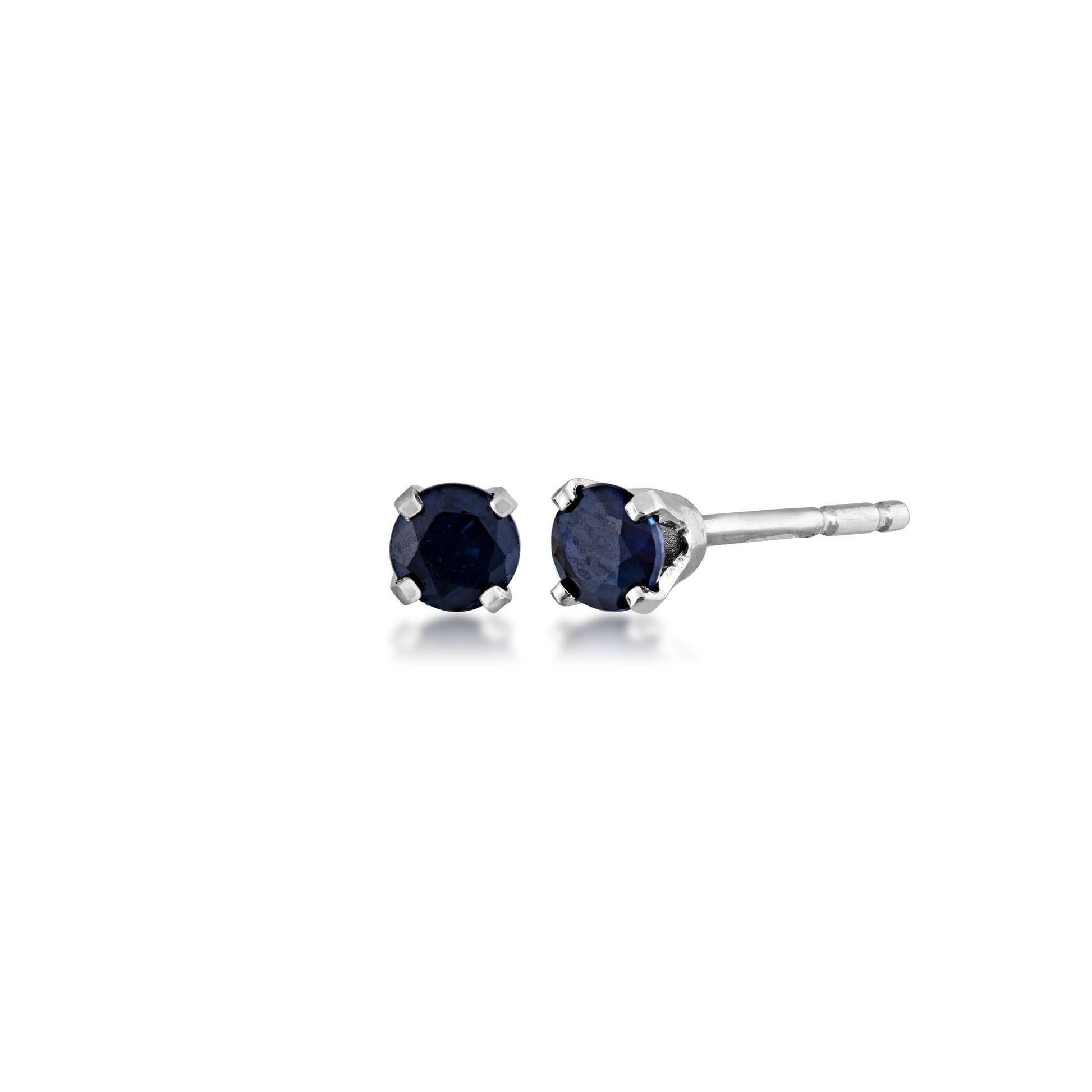 3MM Genuine Round Sapphire Solitaire Earrings in 14K White Gold