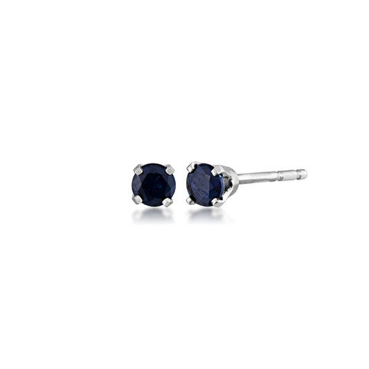 3MM Genuine Round Sapphire Solitaire Earrings in 14K White Gold