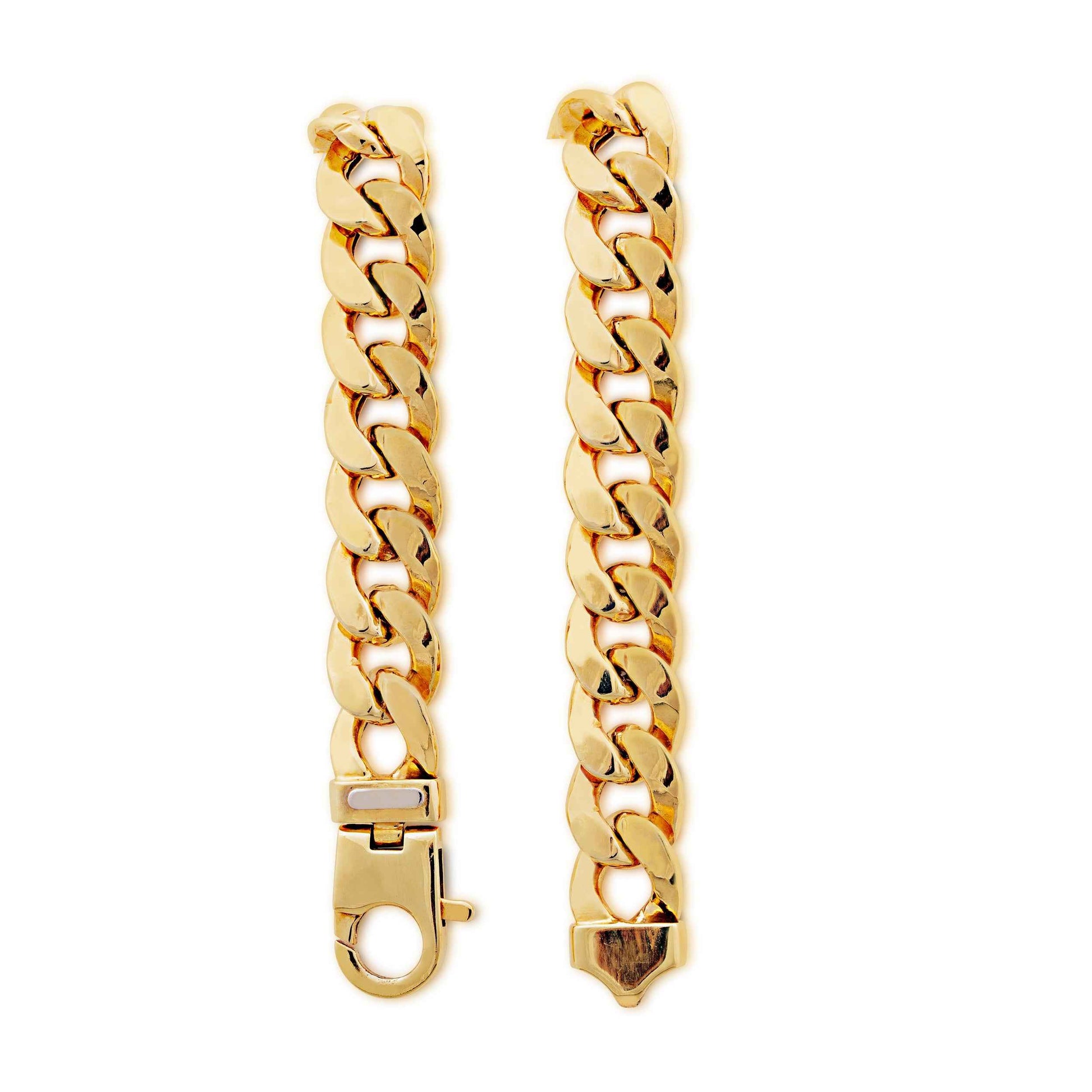 Men's 24-inch 9.3mm Semi-Solid Miami Chain Necklace in 10K Yellow Gold front view