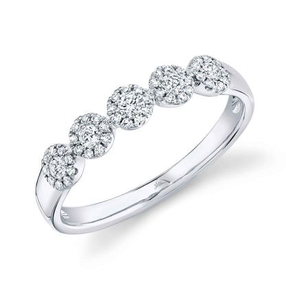 Shy Creation 3/8 ct. tw. Round Brilliant Diamond Cluster Halo Fashion Ring in 14K White Gold front view