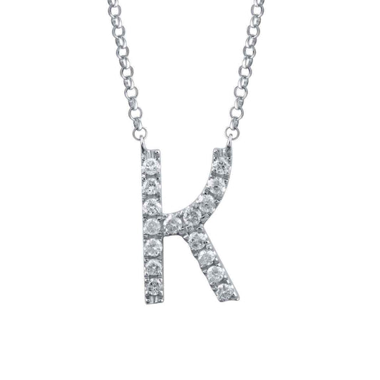 1/10 ct. tw. Diamond Letter K 10mm Pendant in 10K White Gold