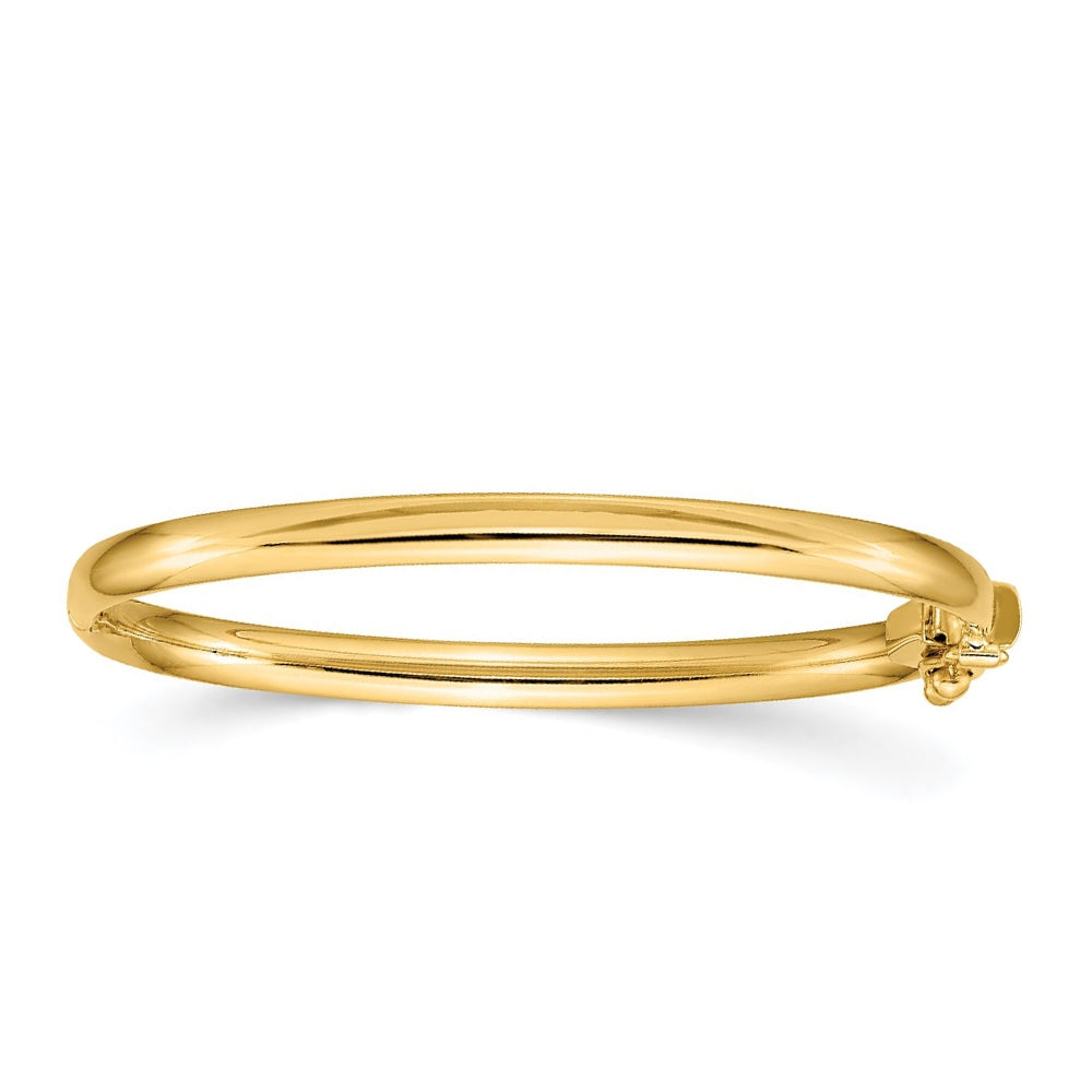Children's Polished Hinged Bangle Bracelet with Safety Clasp in 14K Yellow Gold